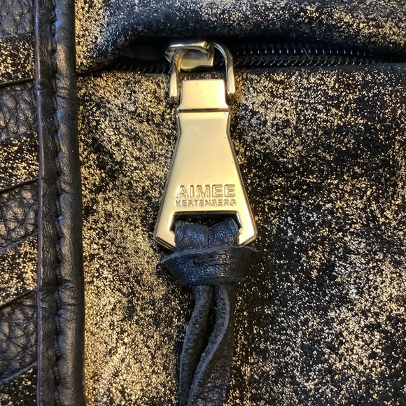 Aimee Kestenberg Black Gold Distressed Leather Bag - Picture 8 of 16